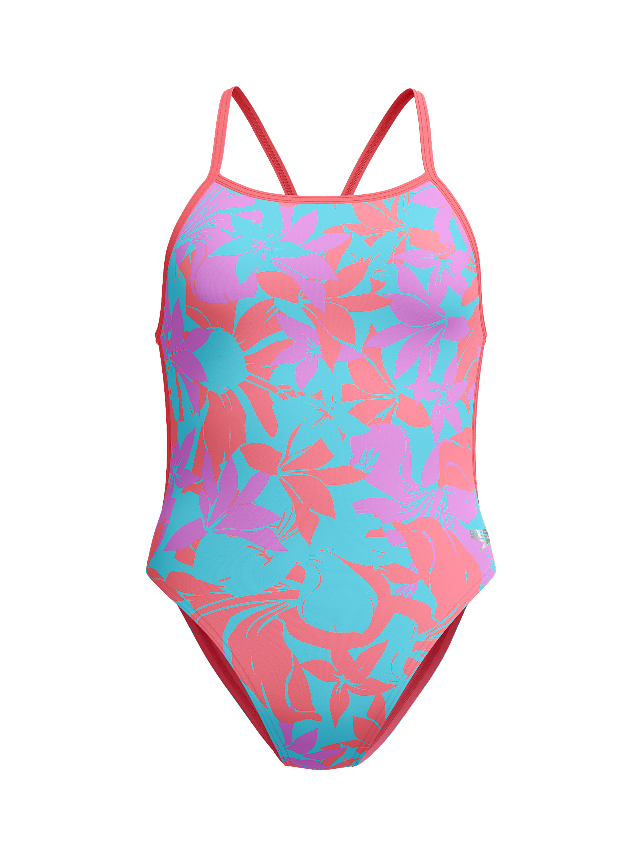 Product image 7 of 9, which shows Speedo Floral Print V-Back Swimsuit, Kaluna Floral, 32