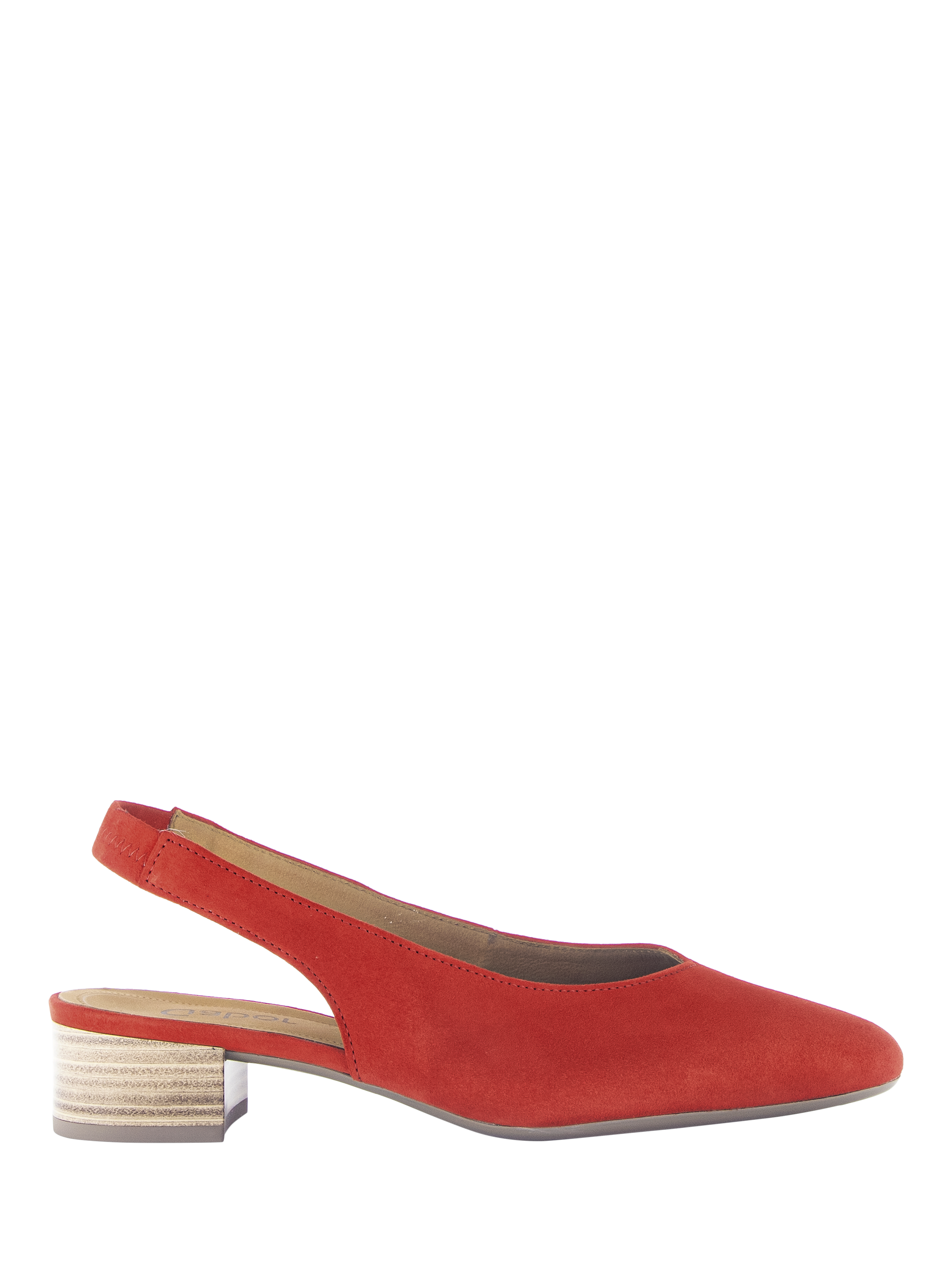 Product image 1 of 4, which shows Gabor Mack Suede Slingback Court Shoes, Fire, 5