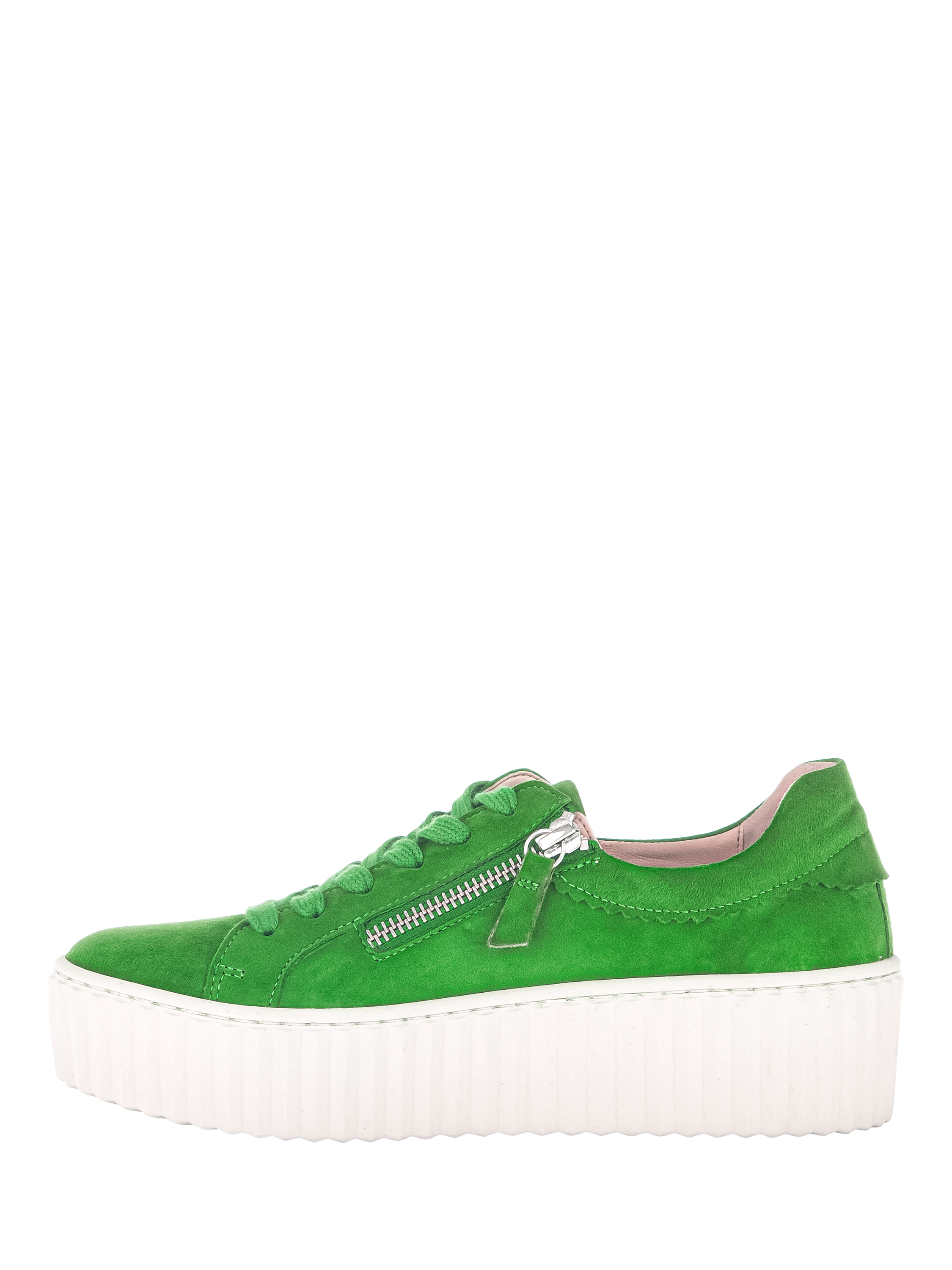 Product image 4 of 4, which shows Gabor Dolly Suede Flatform Trainers, Verde, 3