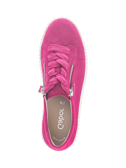 Gabor Wisdom Suede Flatform Trainers - view 2, Pink