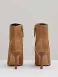 Reiss Karlie Suede Stiletto Heel Seamed Ankle Boots, Tan