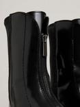 Reiss Sophie Leather Zip Front Ankle Boots, Black