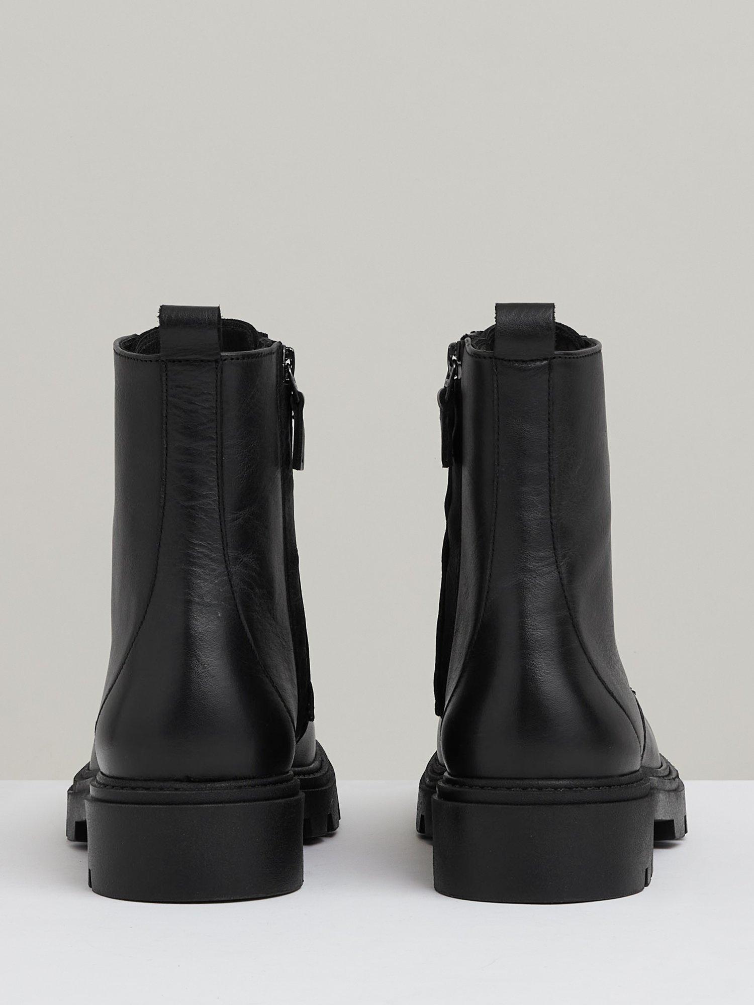 Product image 2 of 4, which shows Reiss Ellie Leather Lace Up Ankle Boots, Black, 7