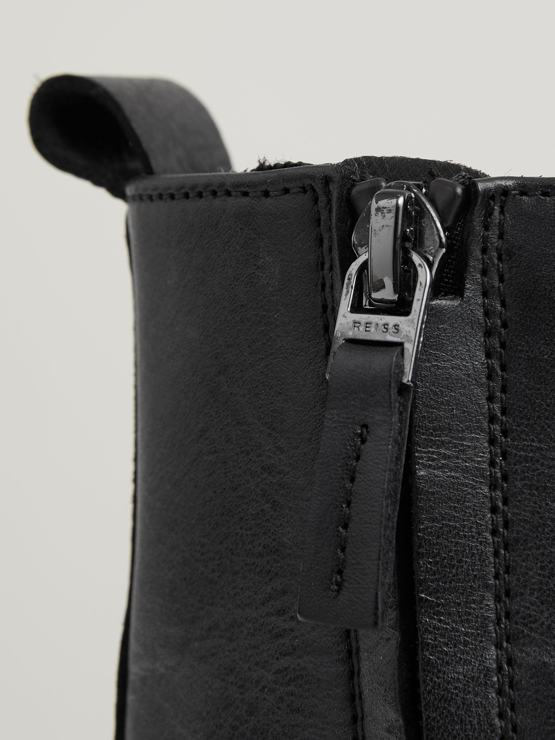 Product image 4 of 4, which shows Reiss Ellie Leather Lace Up Ankle Boots, Black, 7