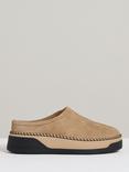 Reiss Sydney Suede Shearling Lined Mules, Tan