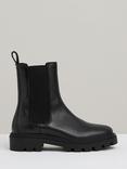 Reiss Theresa Leather Cleated Sole Chelsea Boots, Black