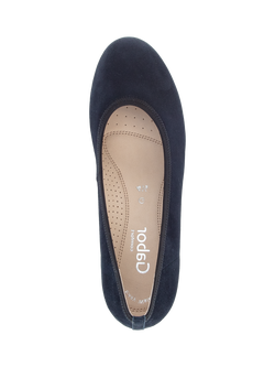 Gabor Epworth Wide Fit Suede Wedge Courts, Navy - view 2, Navy