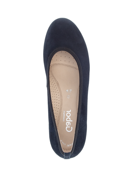 Gabor Epworth Wide Fit Suede Wedge Courts, Navy - view 2, Navy