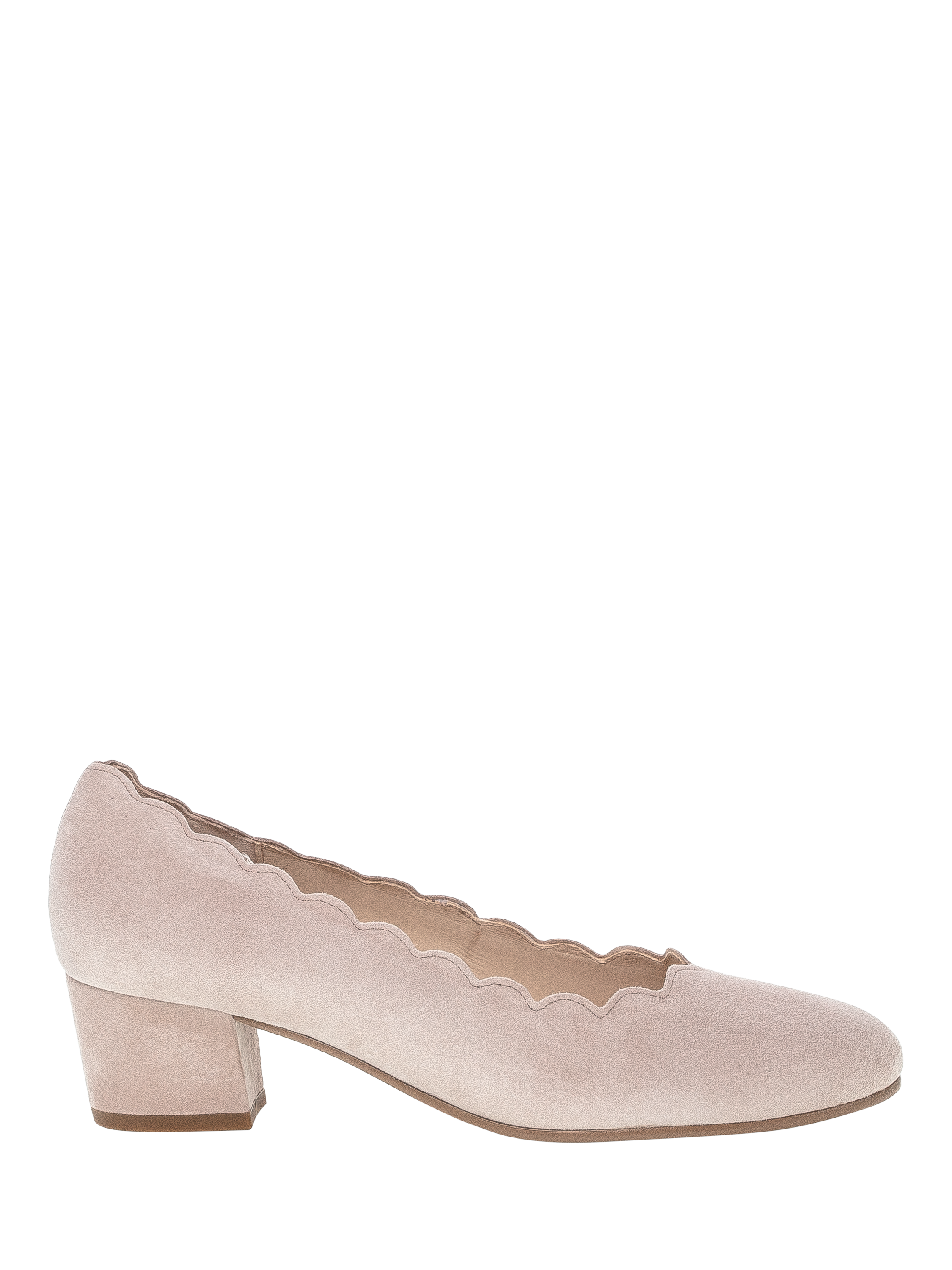 Product image 1 of 4, which shows Gabor Gigi Wide Fit Suede Scallop Edge Heeled Courts, Antique Rose, 3