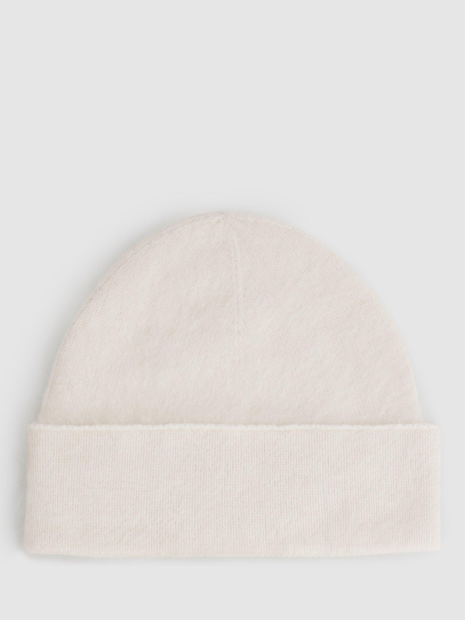 Reiss Alba Cashmere Beanie, Cream, One Size