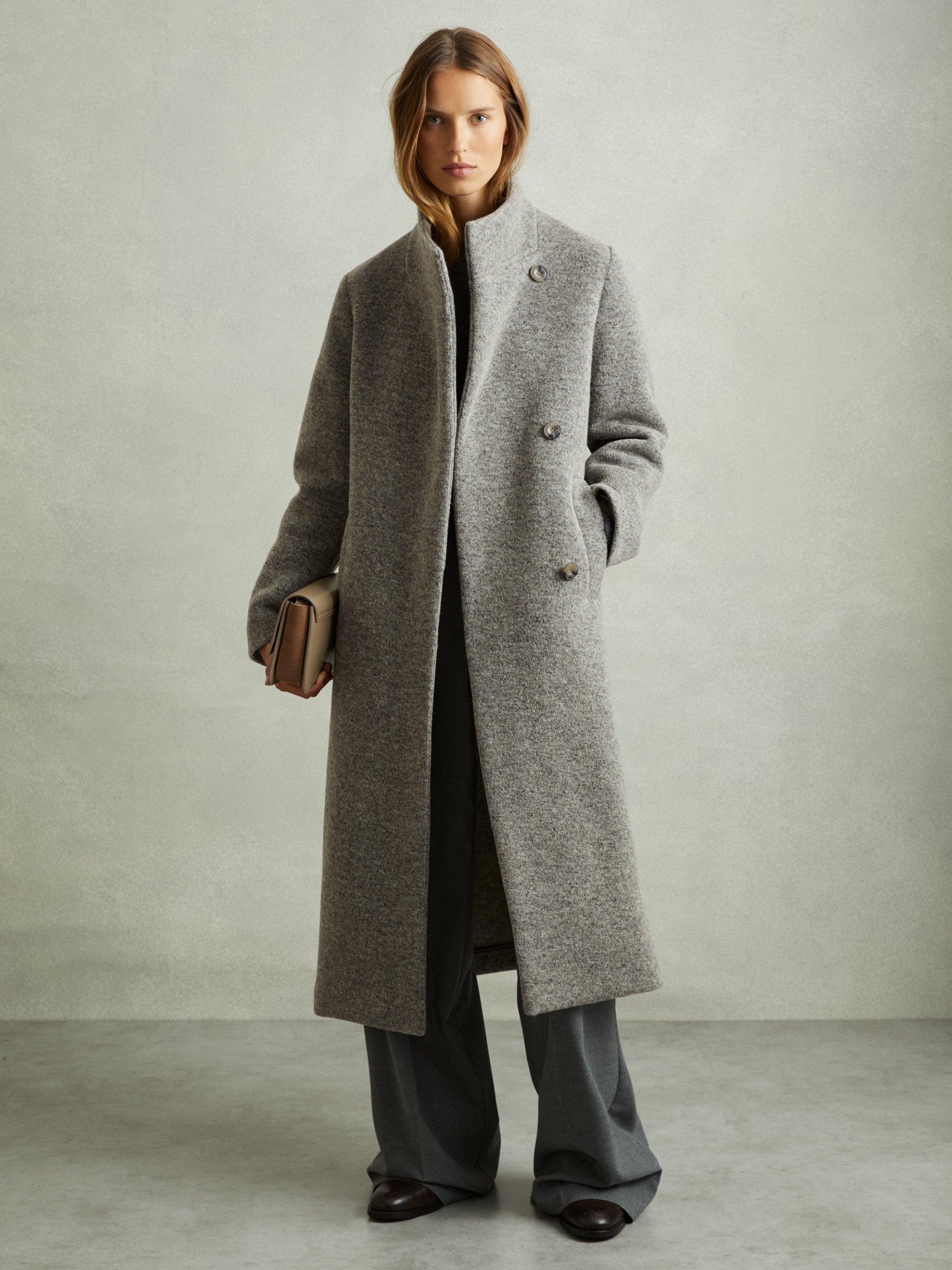 Reiss Dahlia Wool Blend Long Coat, Grey
