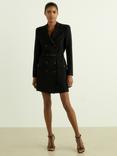 Reiss Casiya Double Breasted Blazer Mini Dress, Black