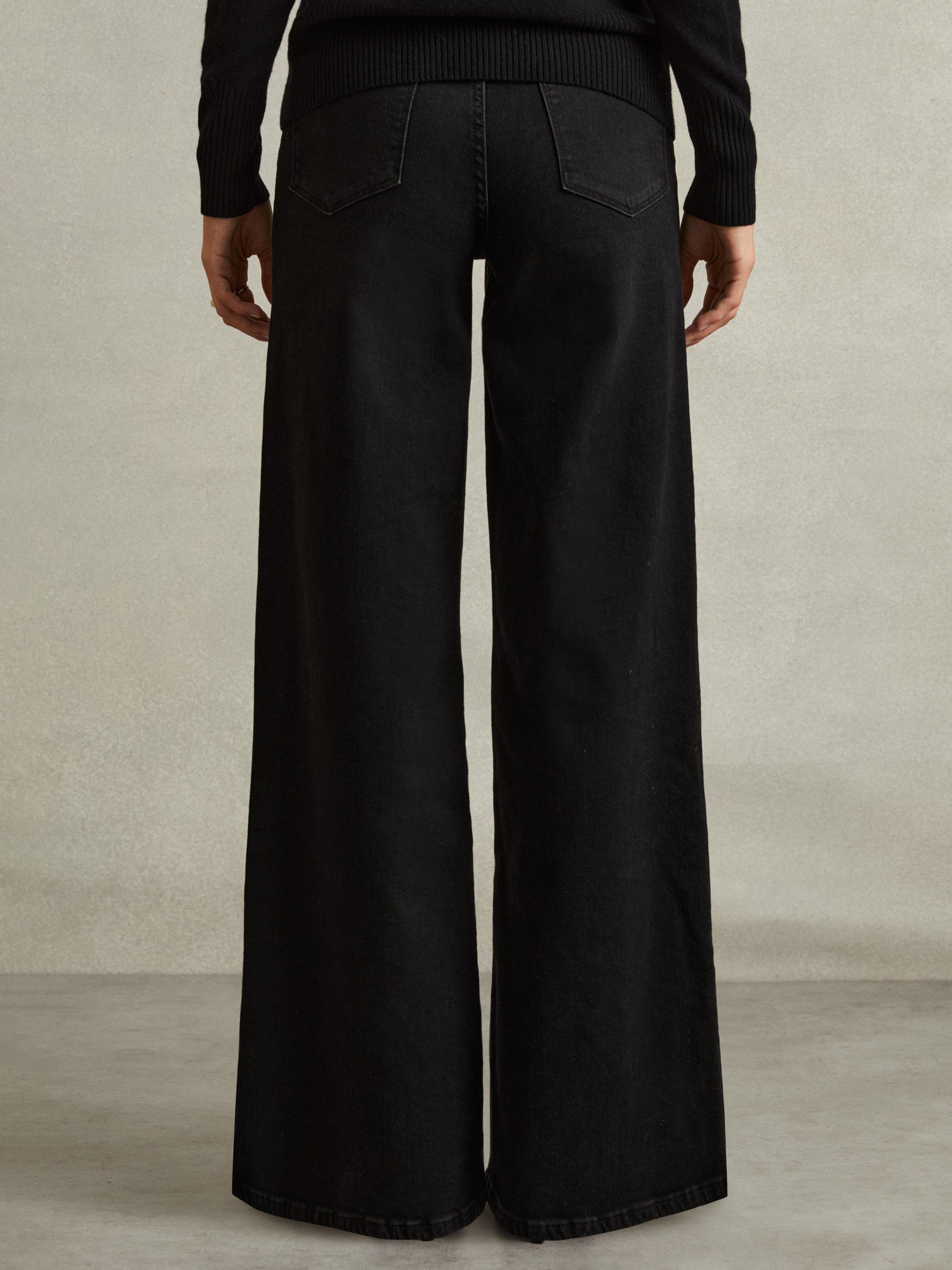 Product image 2 of 5, which shows Reiss Petite Ameria High Rise Wide Leg Jeans, Black, 25Pt