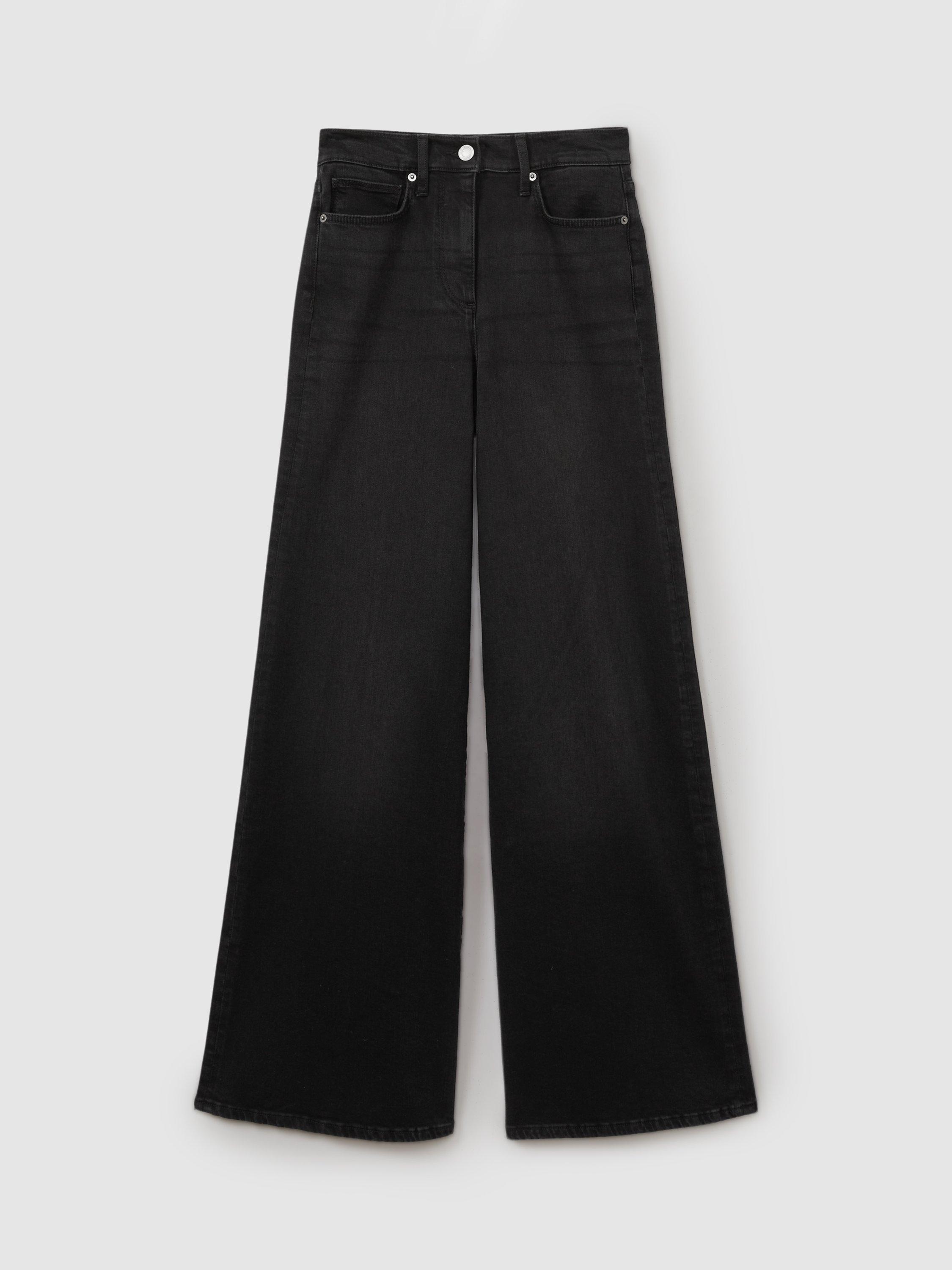 Product image 3 of 5, which shows Reiss Petite Ameria High Rise Wide Leg Jeans, Black, 25Pt
