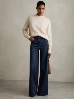 Reiss Heather High Waist Wide Leg Jeans, Dark Blue, Dark Blue