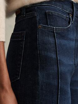 Reiss Heather High Waist Wide Leg Jeans, Dark Blue - view 2, Dark Blue