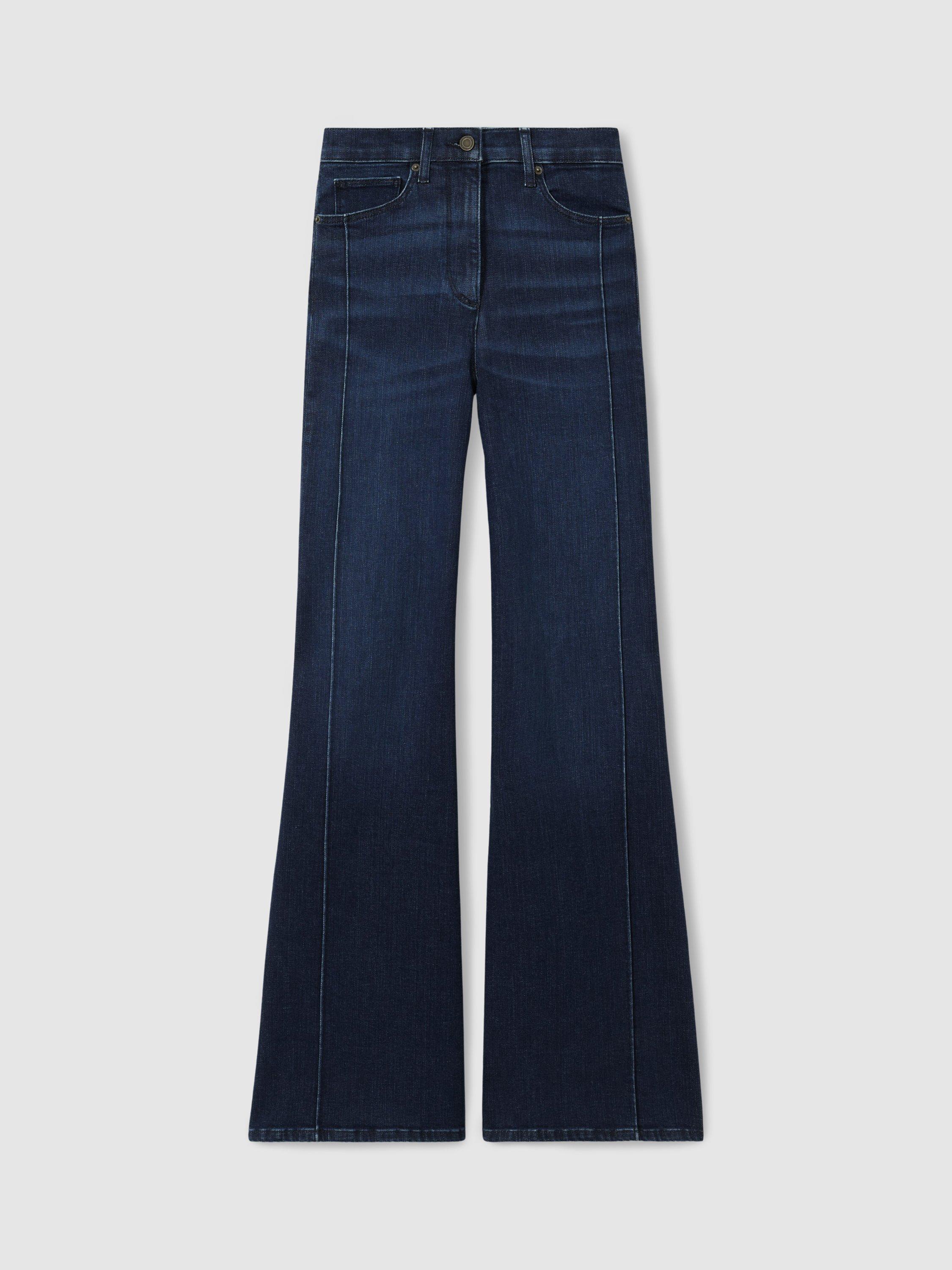 Product image 3 of 5, which shows Reiss Petite Heather Wide Leg Jeans, Dark Blue, 25Pt