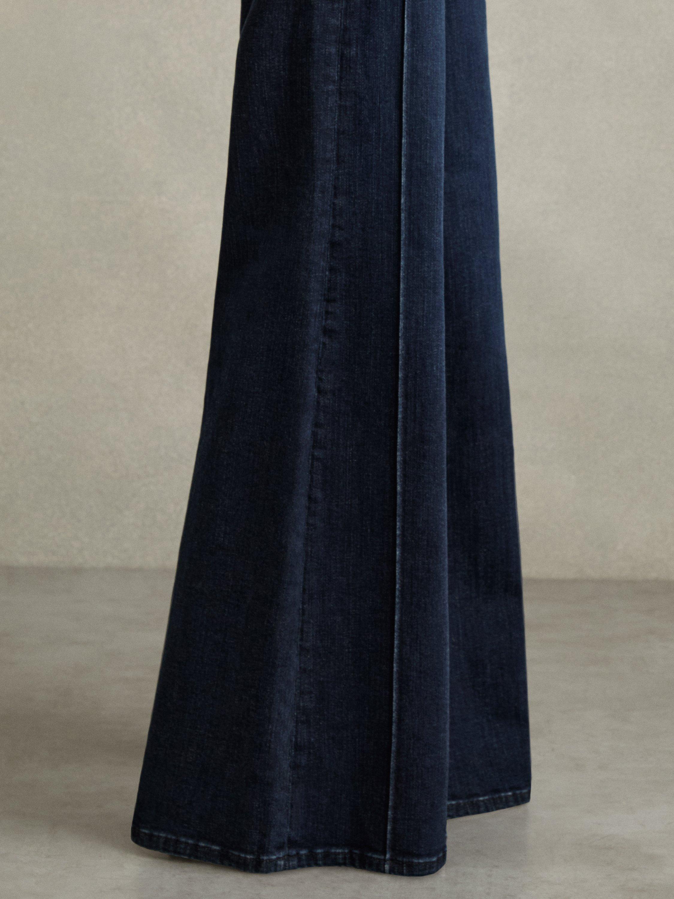 Product image 5 of 5, which shows Reiss Petite Heather Wide Leg Jeans, Dark Blue, 25Pt