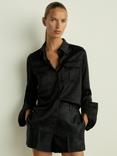 Reiss Hettie Satin Jacquard Shirt, Black