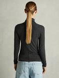 Reiss Louisa Ruched Wool Blend Funnel Neck Top