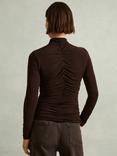 Reiss Tasmin Ruched Jersey Top, Chocolate