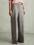 Reiss Petite Belle Wool Blend Wide Leg Trousers, Grey