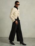 Reiss Myrtle Wide Leg Trousers, Black, Black