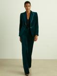 Reiss Parisa Velvet Flared Suit Trousers, Teal