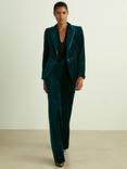 Reiss Petite Parisa Velvet Flared Suit Trousers, Teal