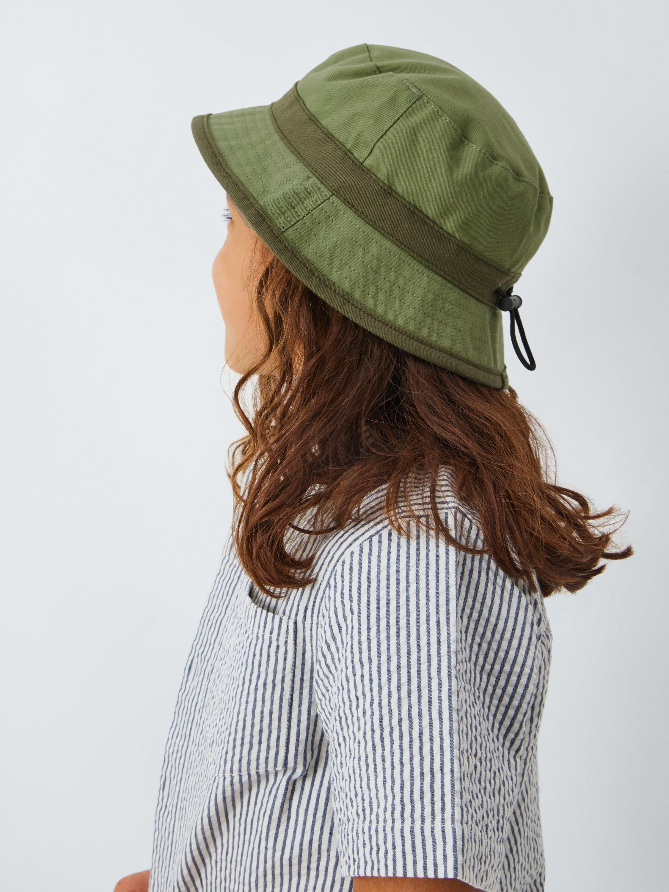 Product image 1 of 4, which shows John Lewis Kids' Cotton Twill Bucket Hat, Khaki, 3-5 years