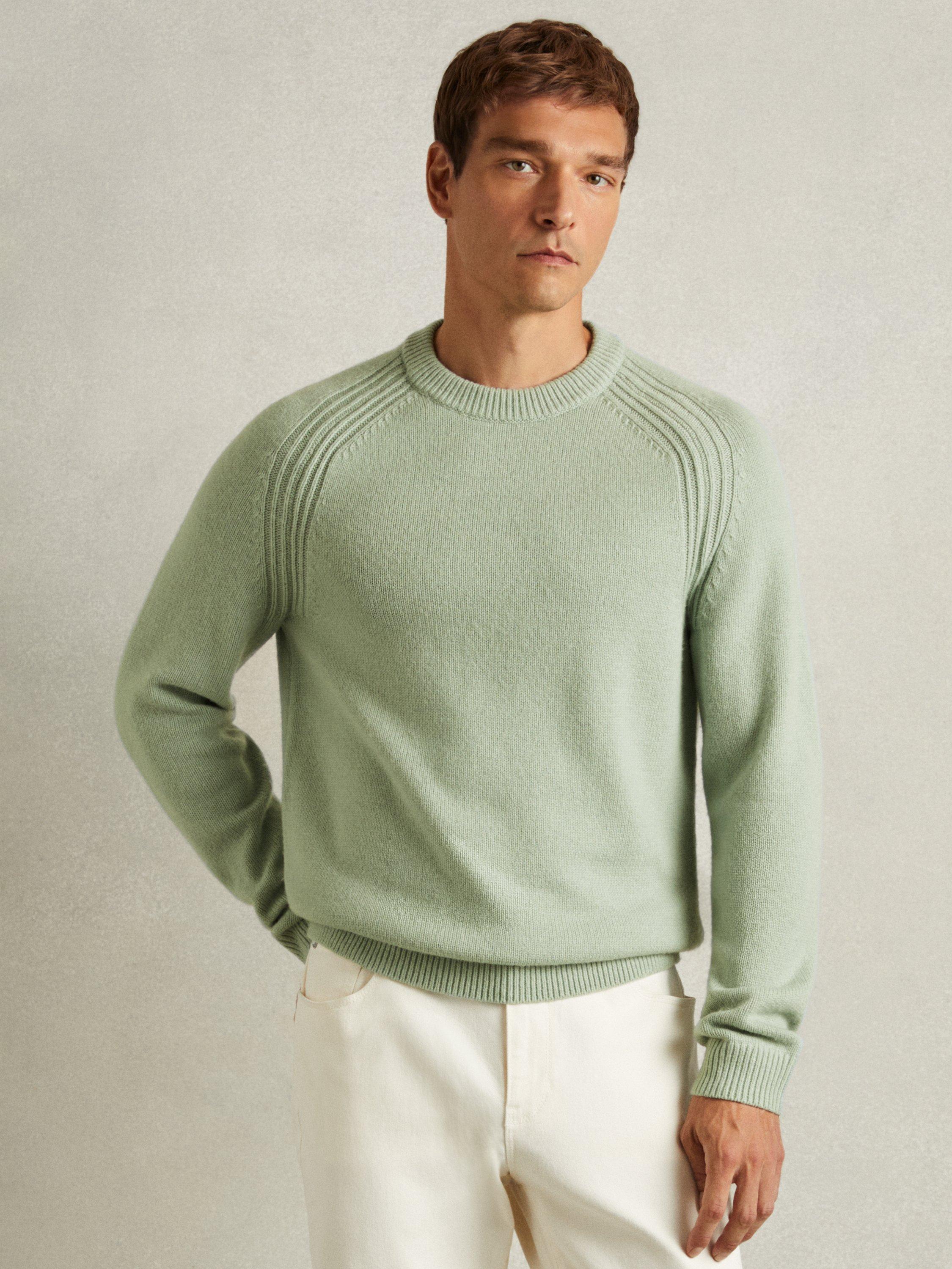 Reiss Cloud Wool Blend Crew Jumper, Sage Green