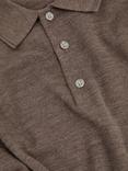 Reiss Trafford Wool Polo Shirt, Dark Brown Melange