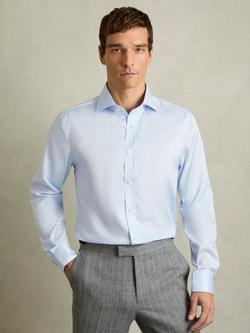 Reiss Bishopsgate Cotton-Tencel Stretch Shirt, Soft Blue
