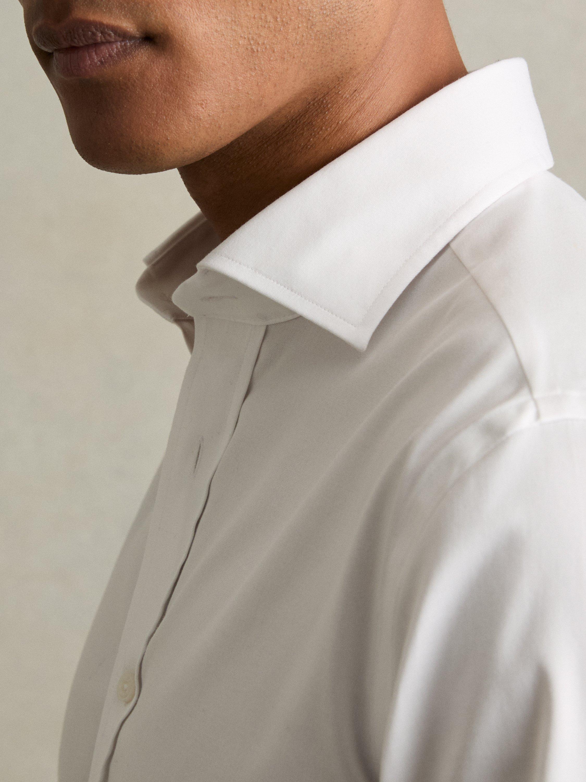 Product image 5 of 5, which shows Reiss Bishopsgate Cotton-Tencel Stretch Shirt, White, XS