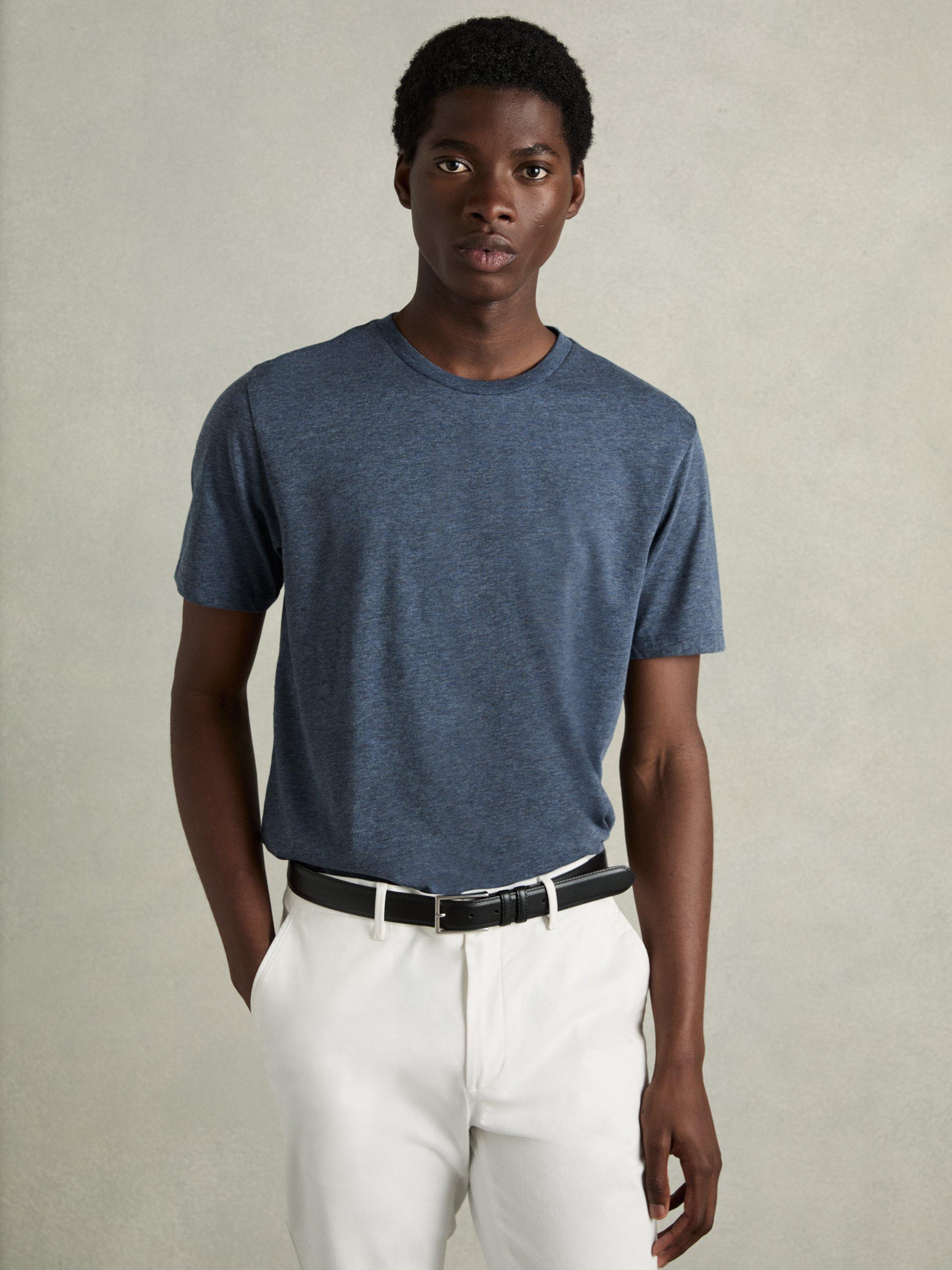 Reiss Bless Crew Neck T-Shirt, Pack of 3, Airforce Blue Multi