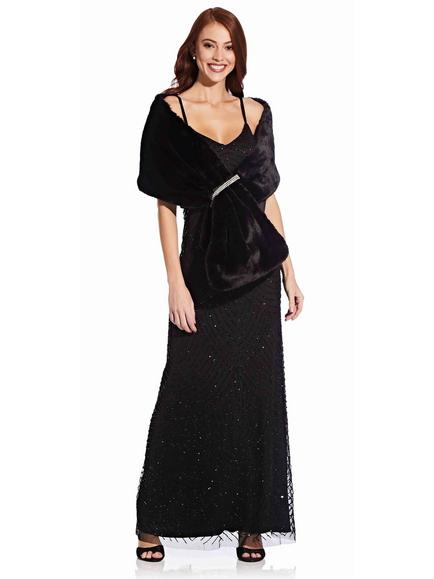 Adrianna Papell Faux Fur Wrap, Black