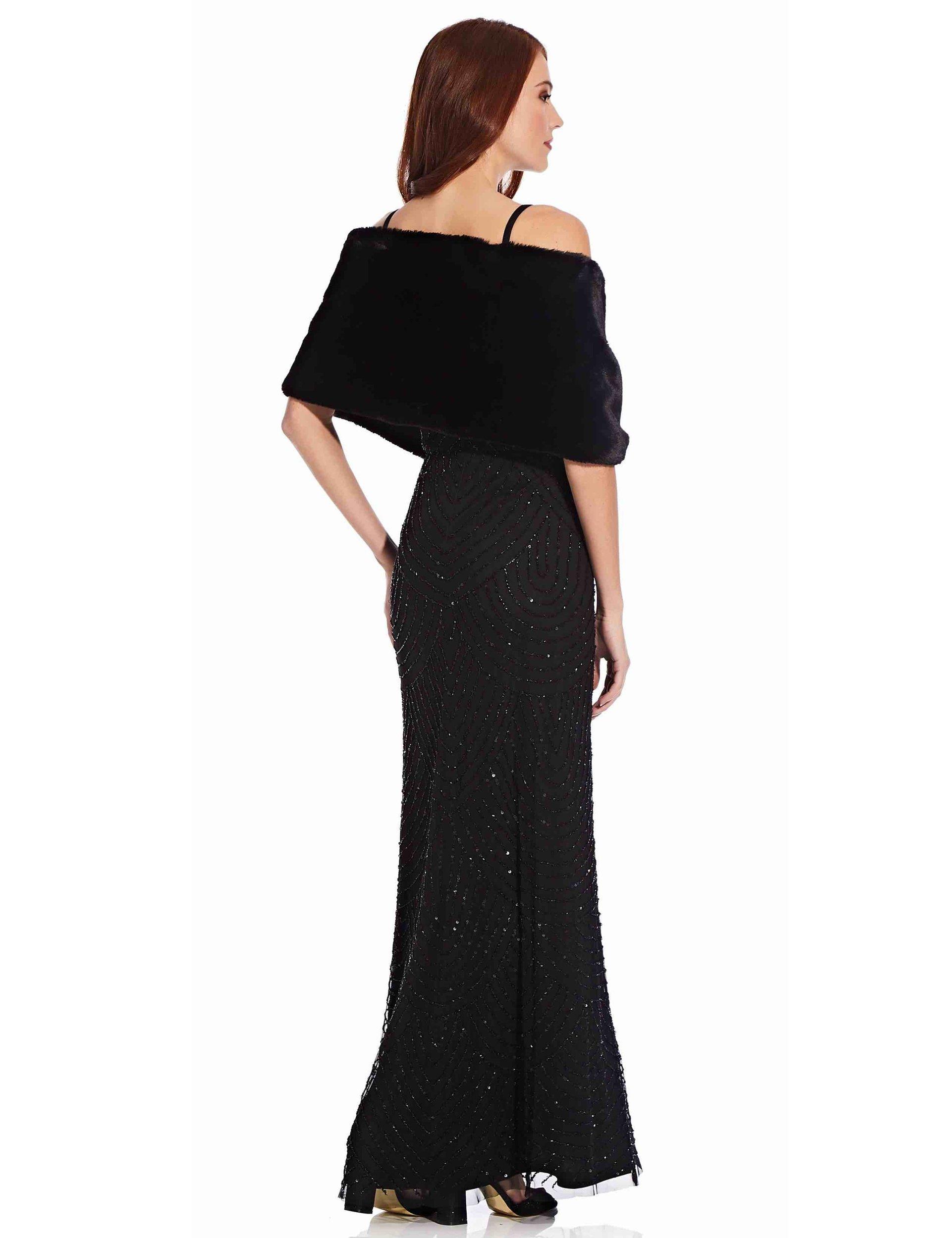 Product image 2 of 4, which shows Adrianna Papell Faux Fur Wrap, Black, One Size