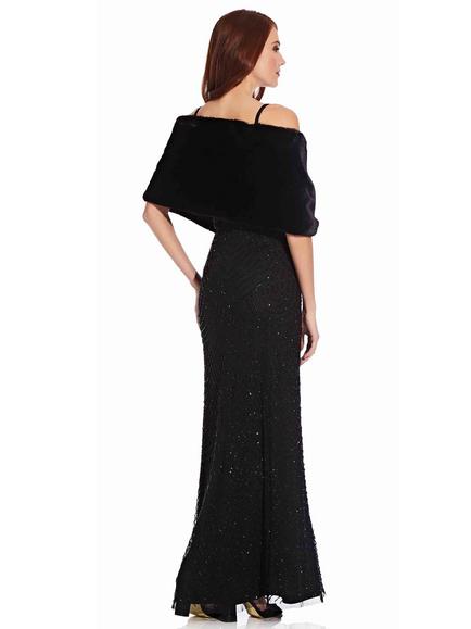 Adrianna Papell Faux Fur Wrap - view 2, Black