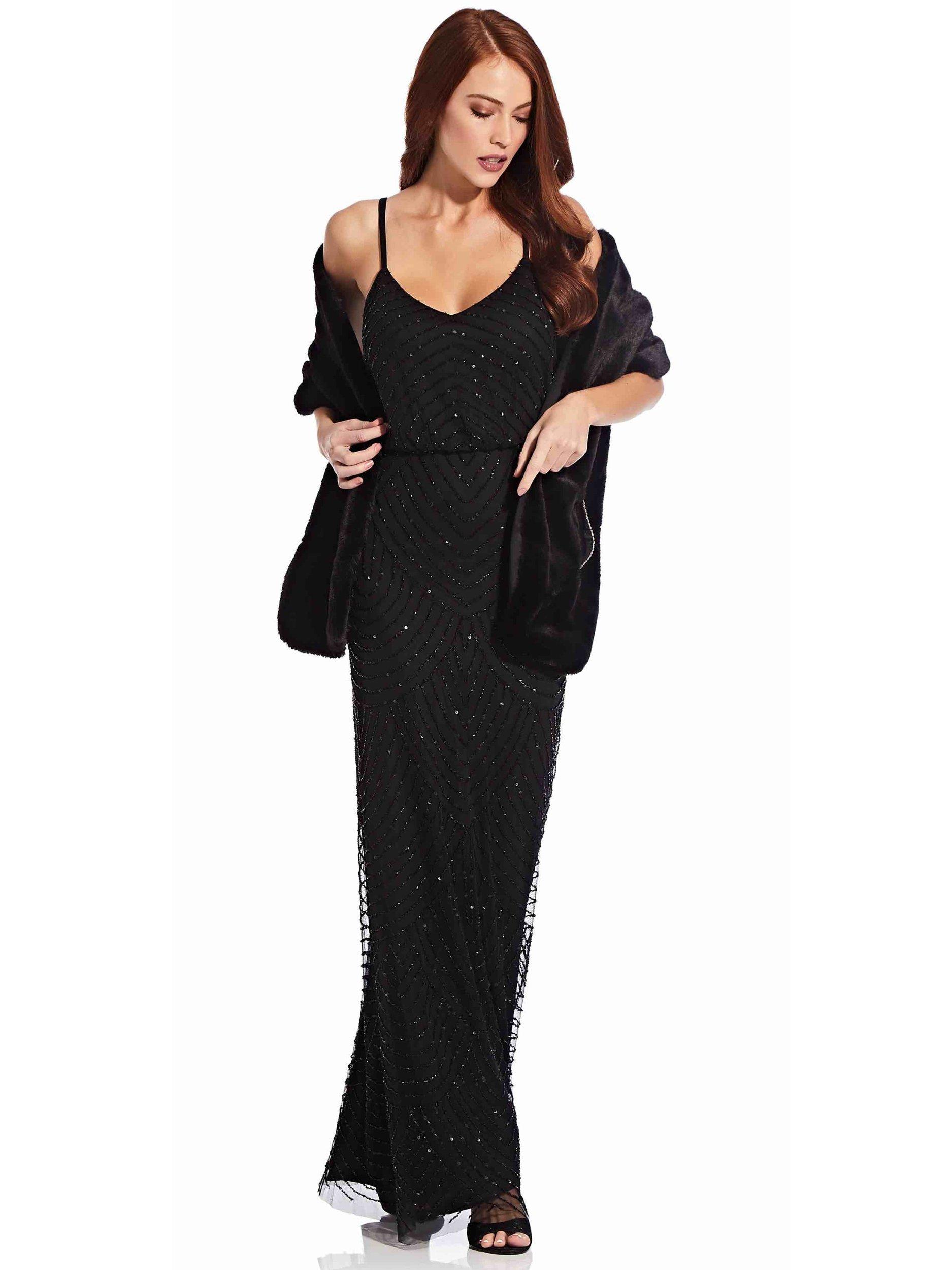 Product image 3 of 4, which shows Adrianna Papell Faux Fur Wrap, Black, One Size