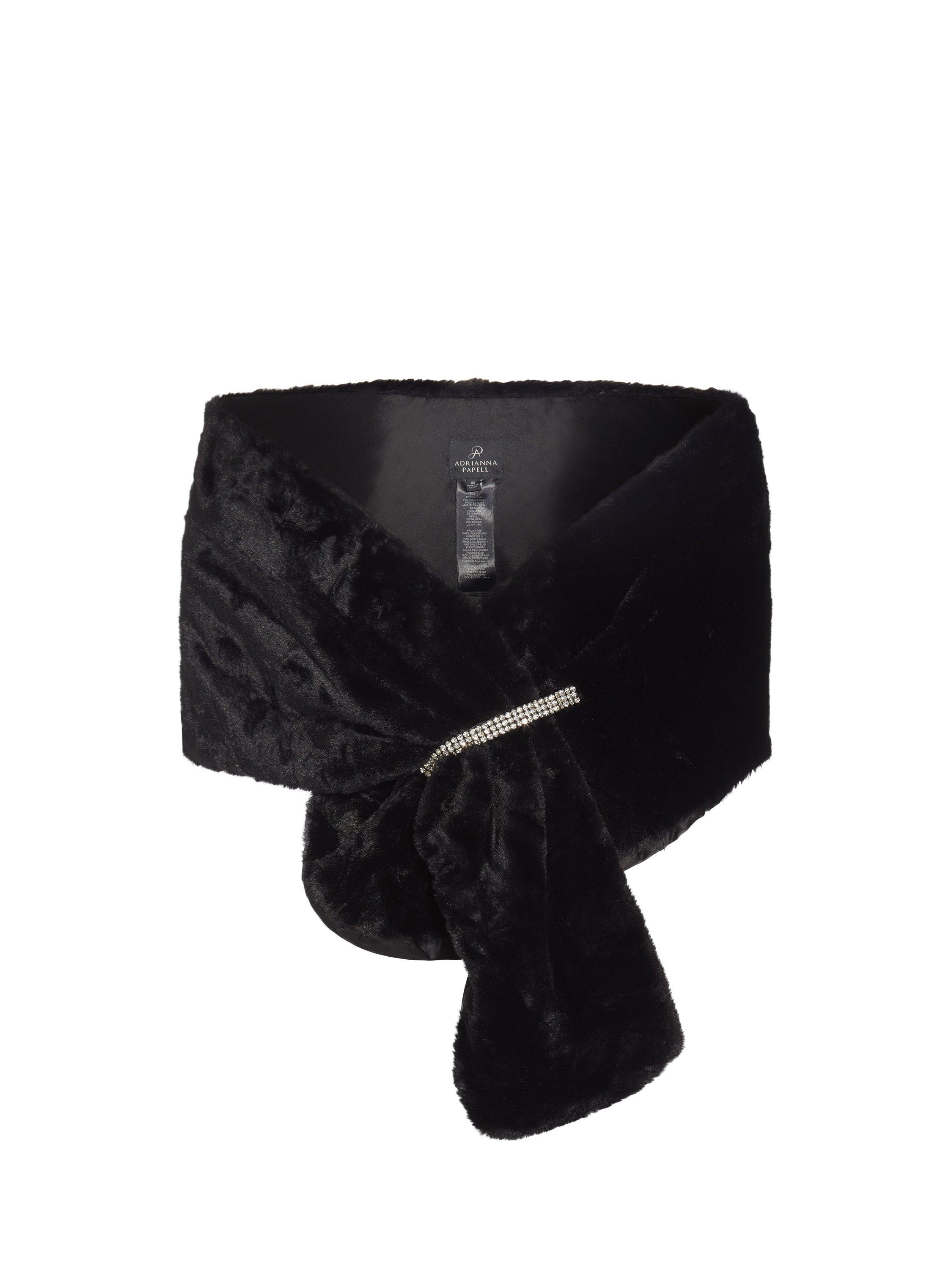 Product image 4 of 4, which shows Adrianna Papell Faux Fur Wrap, Black, One Size