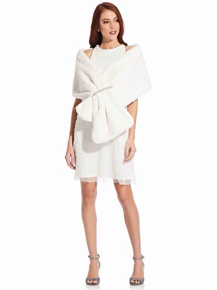 Adrianna Papell Faux Fur Wrap, Ivory