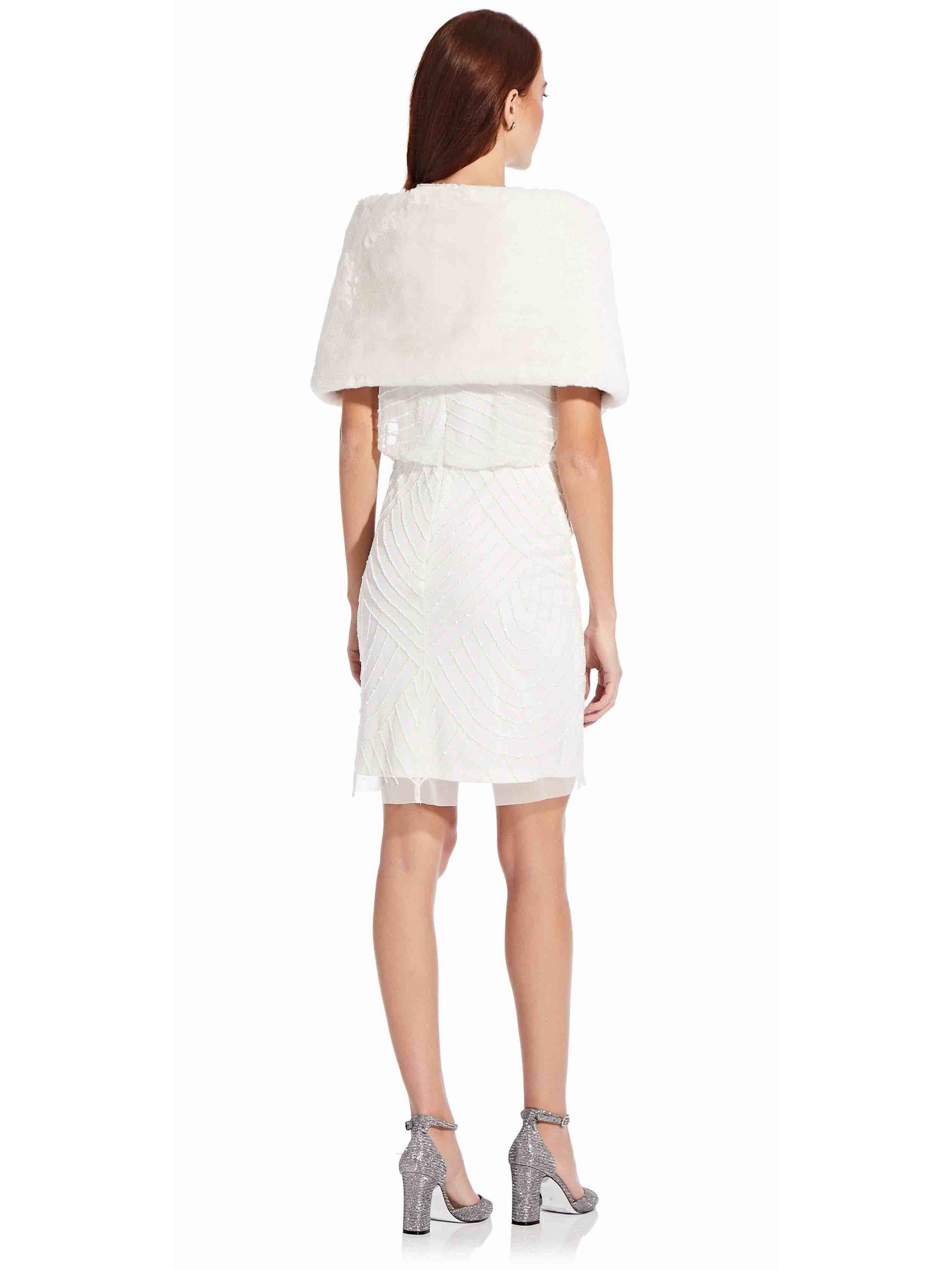 Product image 3 of 6, which shows Adrianna Papell Faux Fur Wrap, Ivory, One Size