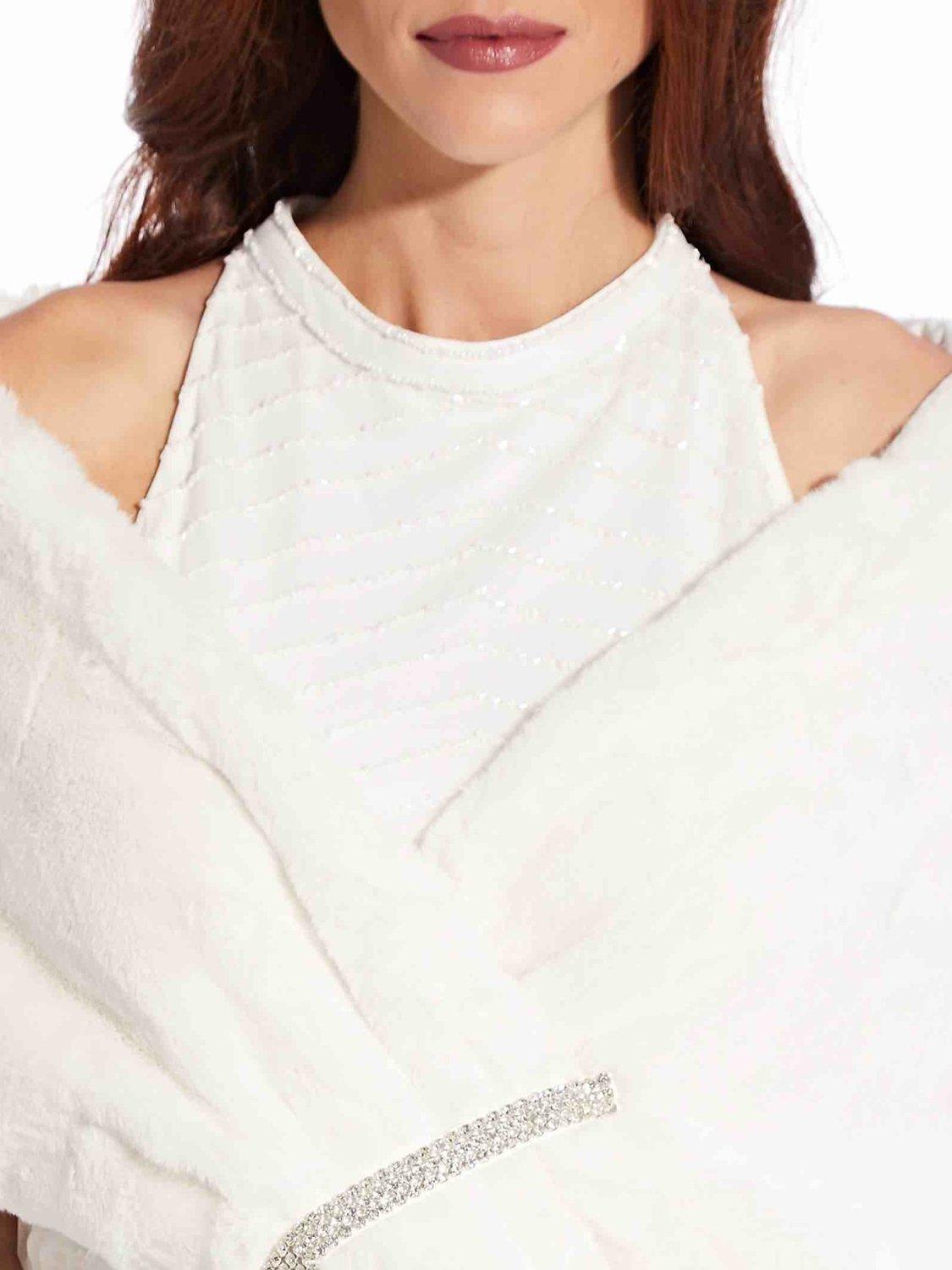 Product image 6 of 6, which shows Adrianna Papell Faux Fur Wrap, Ivory, One Size