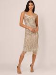 Adrianna Papell Beaded Fringe Dress, Platinum