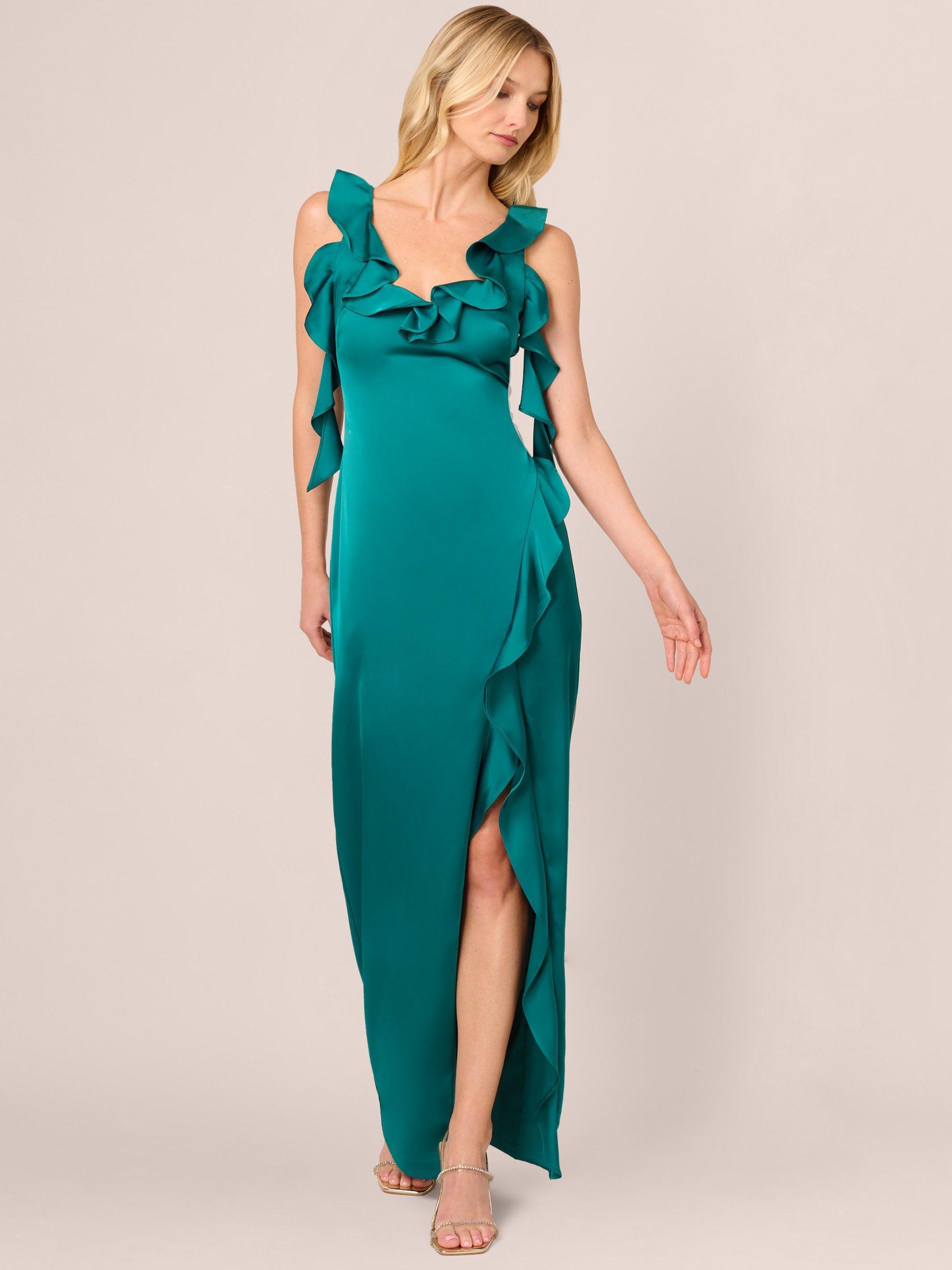 Adrianna by Adrianna Papell Stretch Satin Dress, Deep Emerald