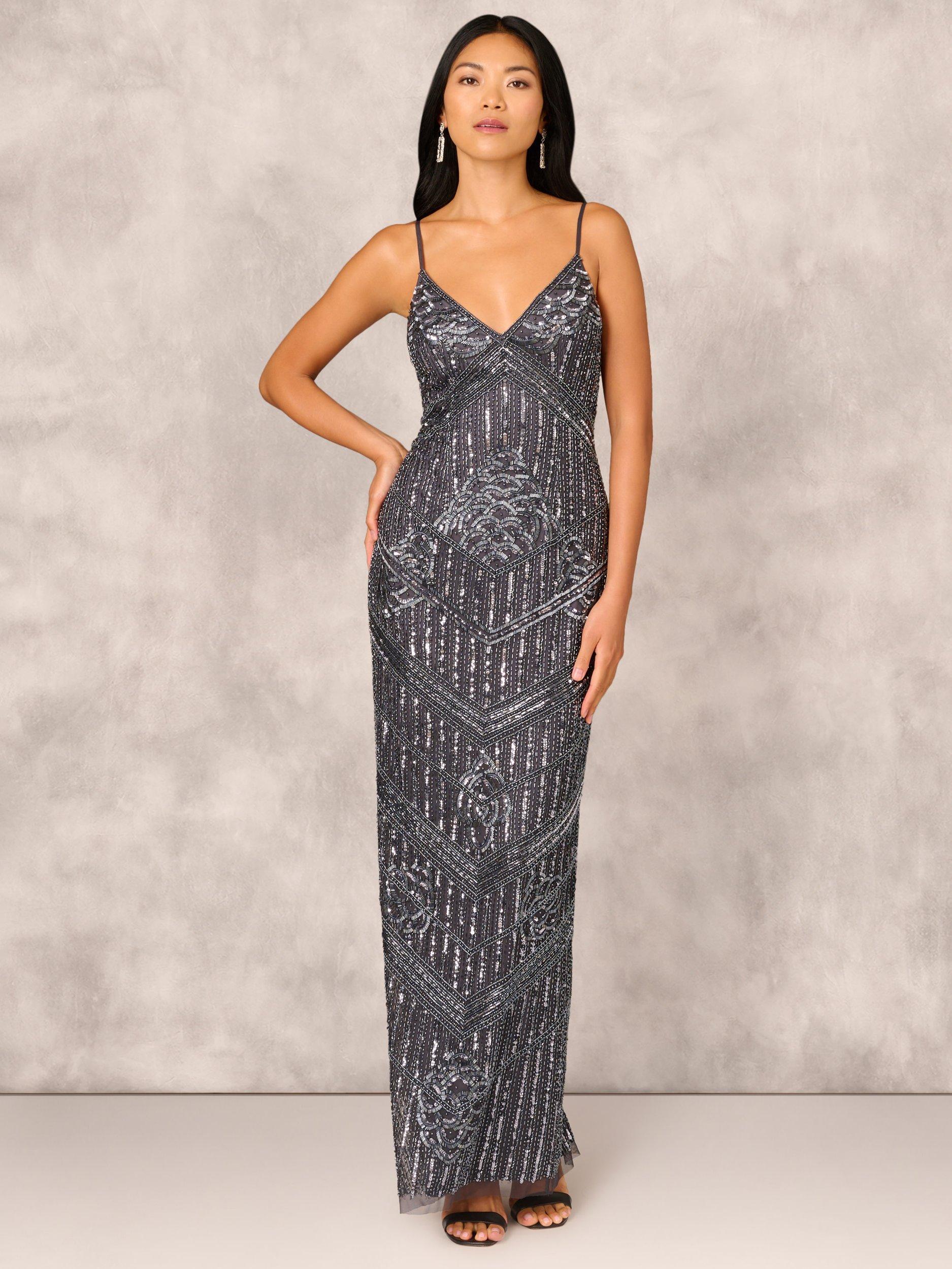 Aidan Mattox Sequin & Bead Embellished Neckline popular Dress