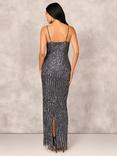 Aidan Mattox by Adrianna Papell Beaded V-Neck Dress, Gunmetal