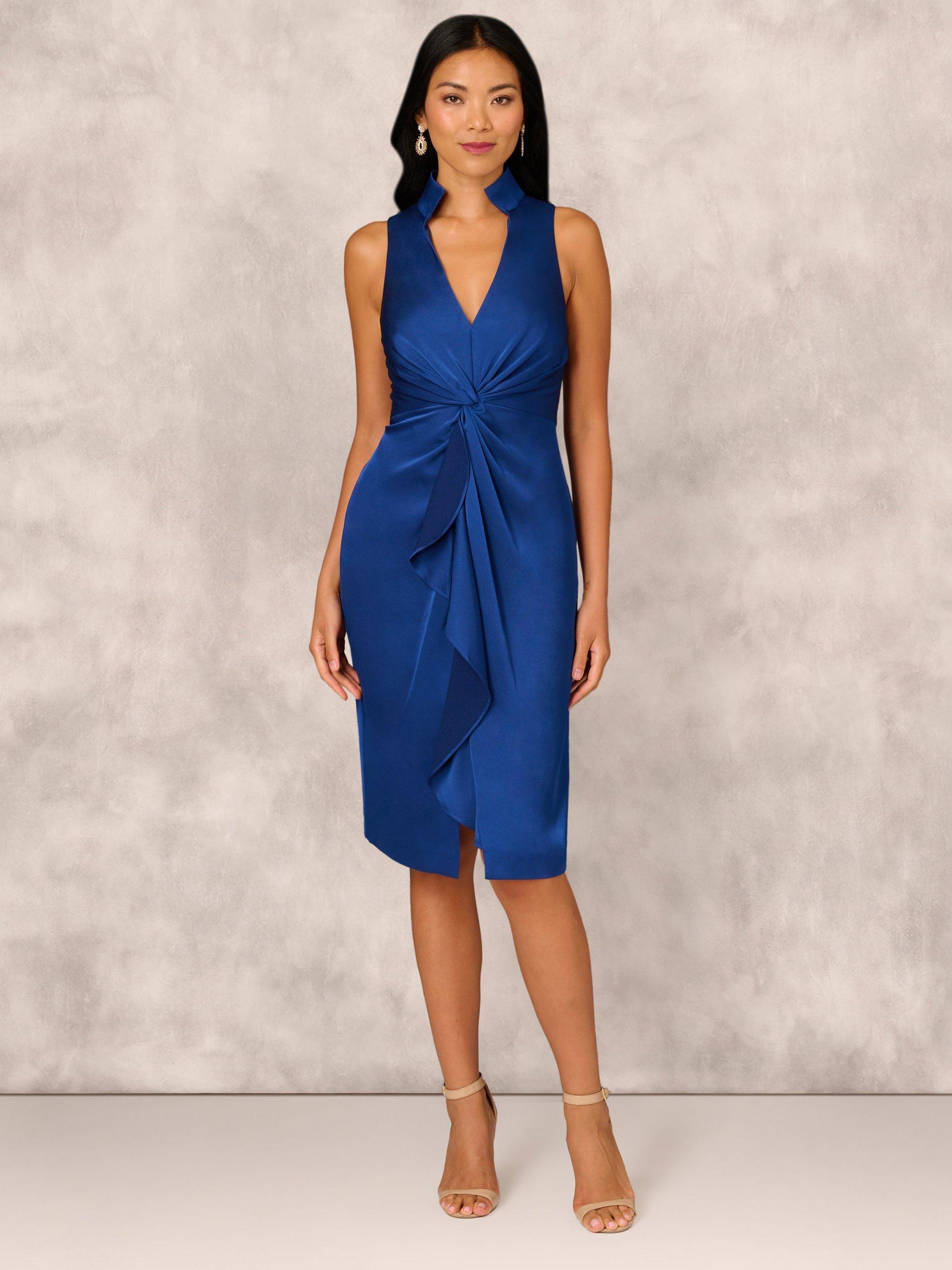Aidan Mattox by Adrianna Papell Crepe Back Satin Dress, Rich Navy