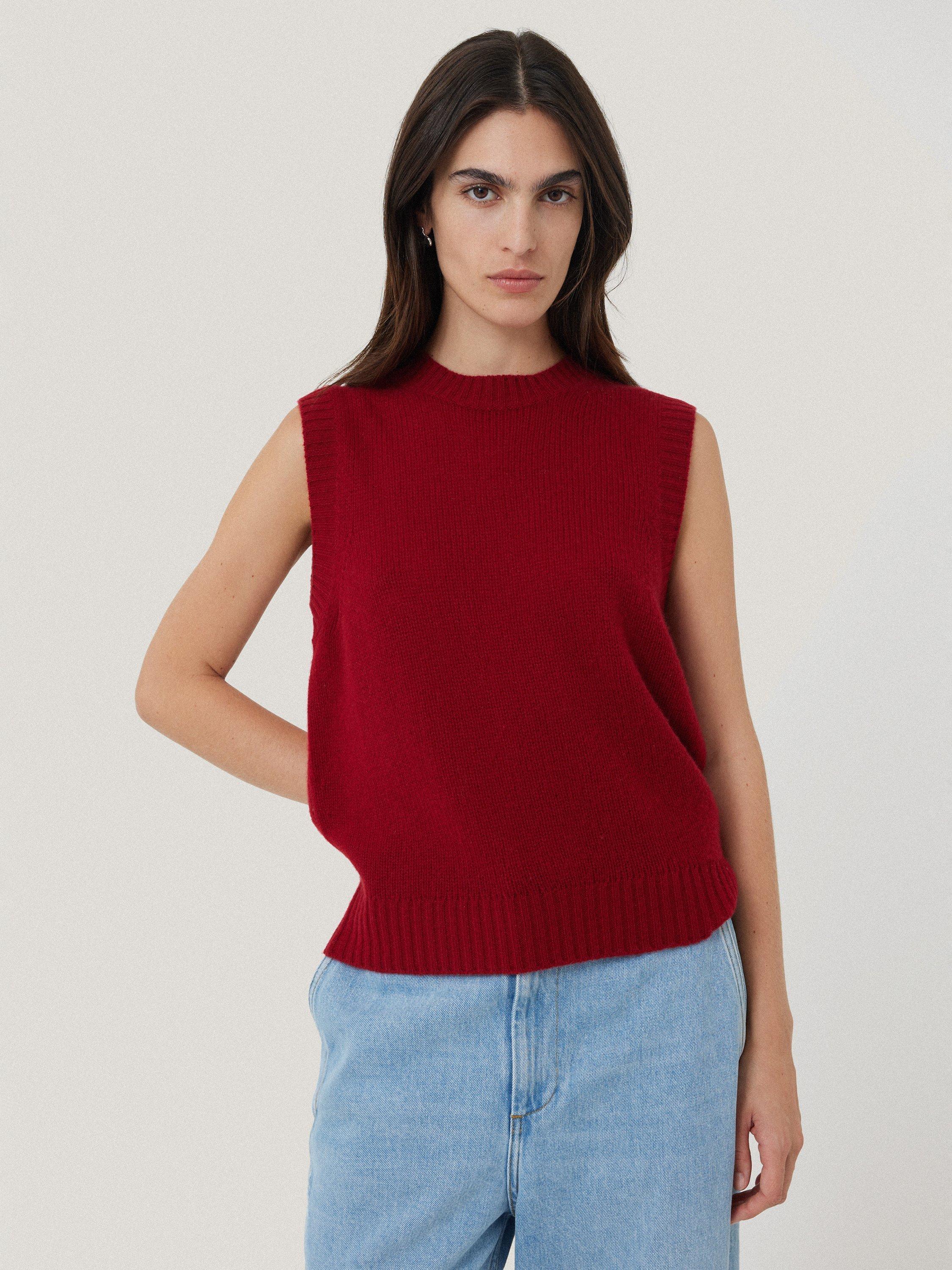 Jigsaw Cashmere Crew Neck Tank Top, Red