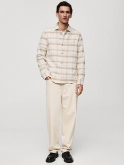 Mango Pierre Cotton Regular Fit Check Shirt, Natural White - view 2, Natural White